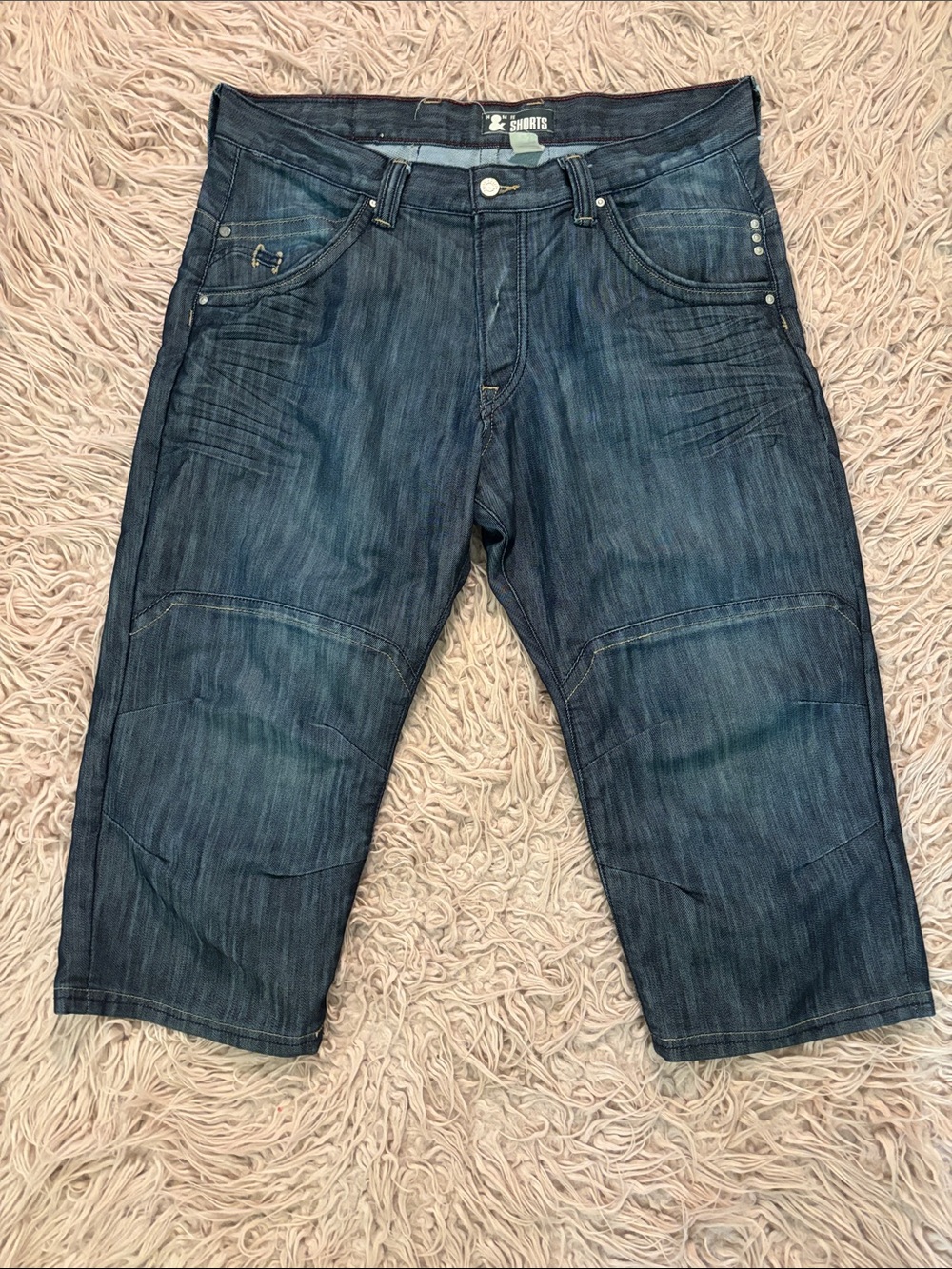 H&M Long Capri Loose Fit Denim Shorts